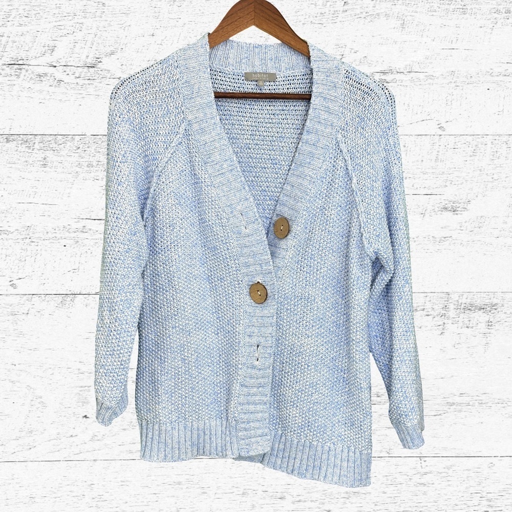 Habitat Blue Cardigan Sweater V-Neck Ribbed
